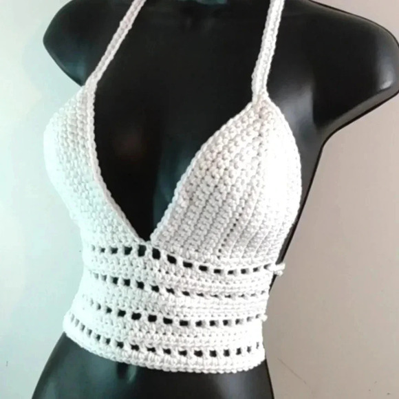 New Classic White Crop Top Halter Corset String Backless Beach Lounge Wear - Picture 1 of 3